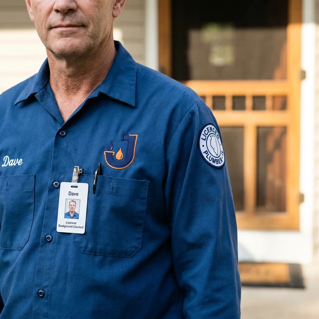 Licensed plumber showing ID badge in Glenns Ferry, ID
