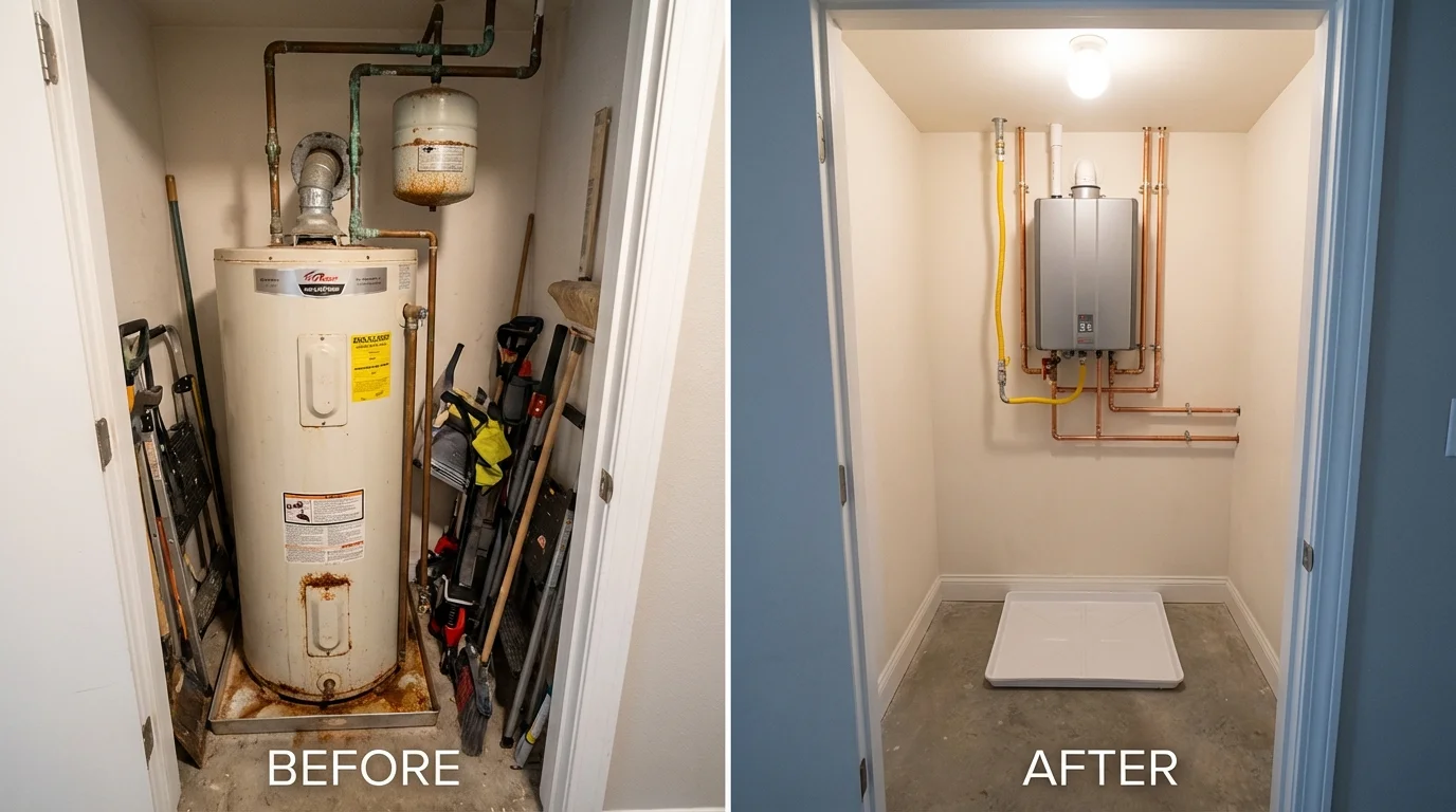 Tank water heater versus wall-mounted tankless unit comparison for Glenns Ferry, ID homeowners